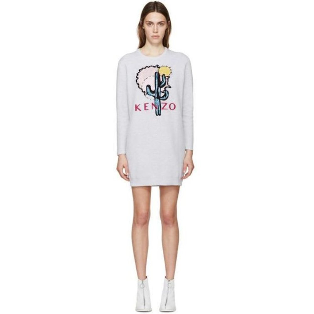 Kenzo Cactus sequin embroidery sweatshirt dress